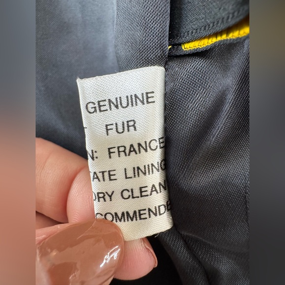 Chosen Furs Genuine Rabbit Fur Leather Fringe Jacket Coat size Small Black White - Picture 6 of 16